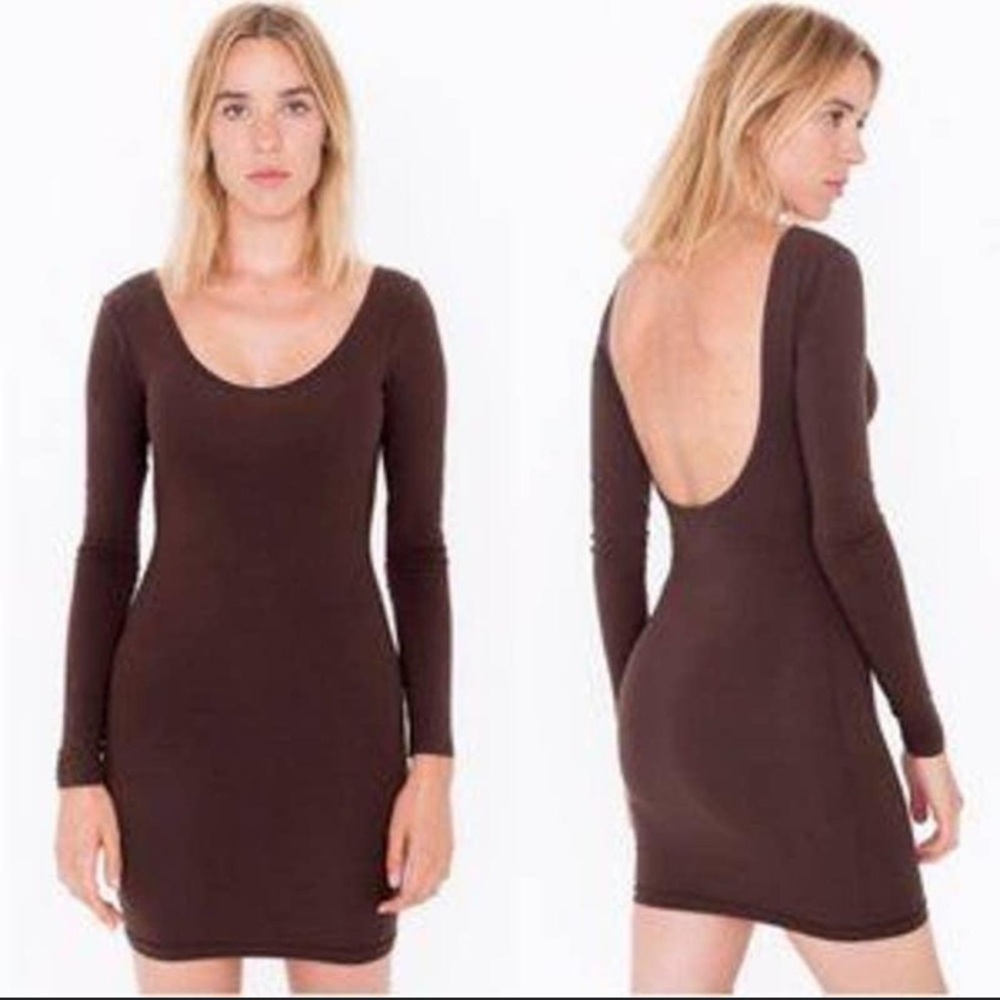 American Apparel Chocolate Long Sleeve Backless Dress